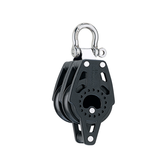 Harken 40mm Carbo Block - dubbelschijfs blok met sluiting, 90° beweegbaar en hondsvot