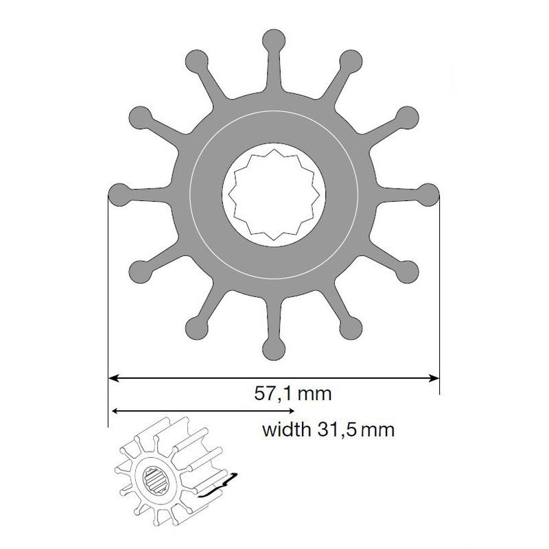 Johnson-waaier voor F5-pomp, MC97/EPDM
