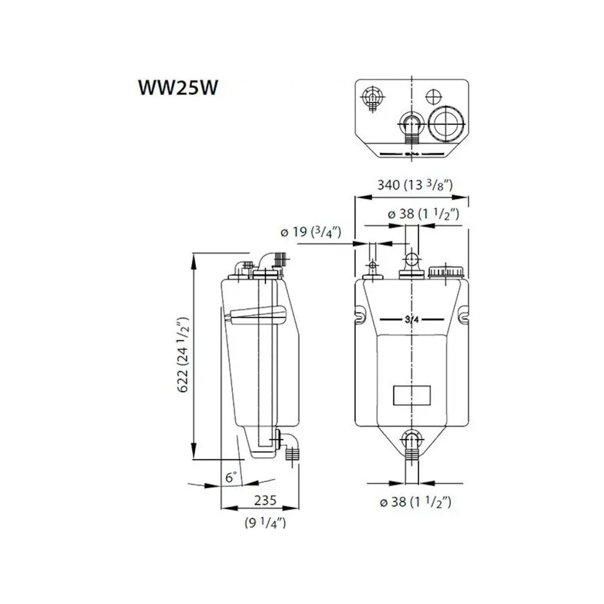 Vetus vuilwatertank 25 ltr.