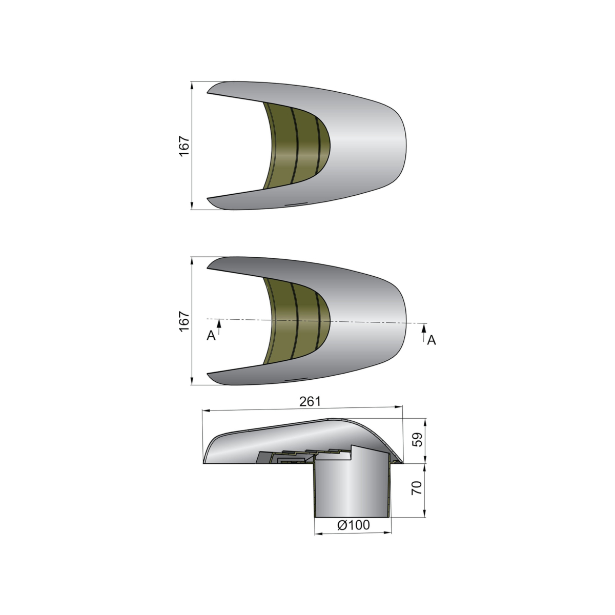 Vetus ventilatieschaal TYP100, AD=100mm