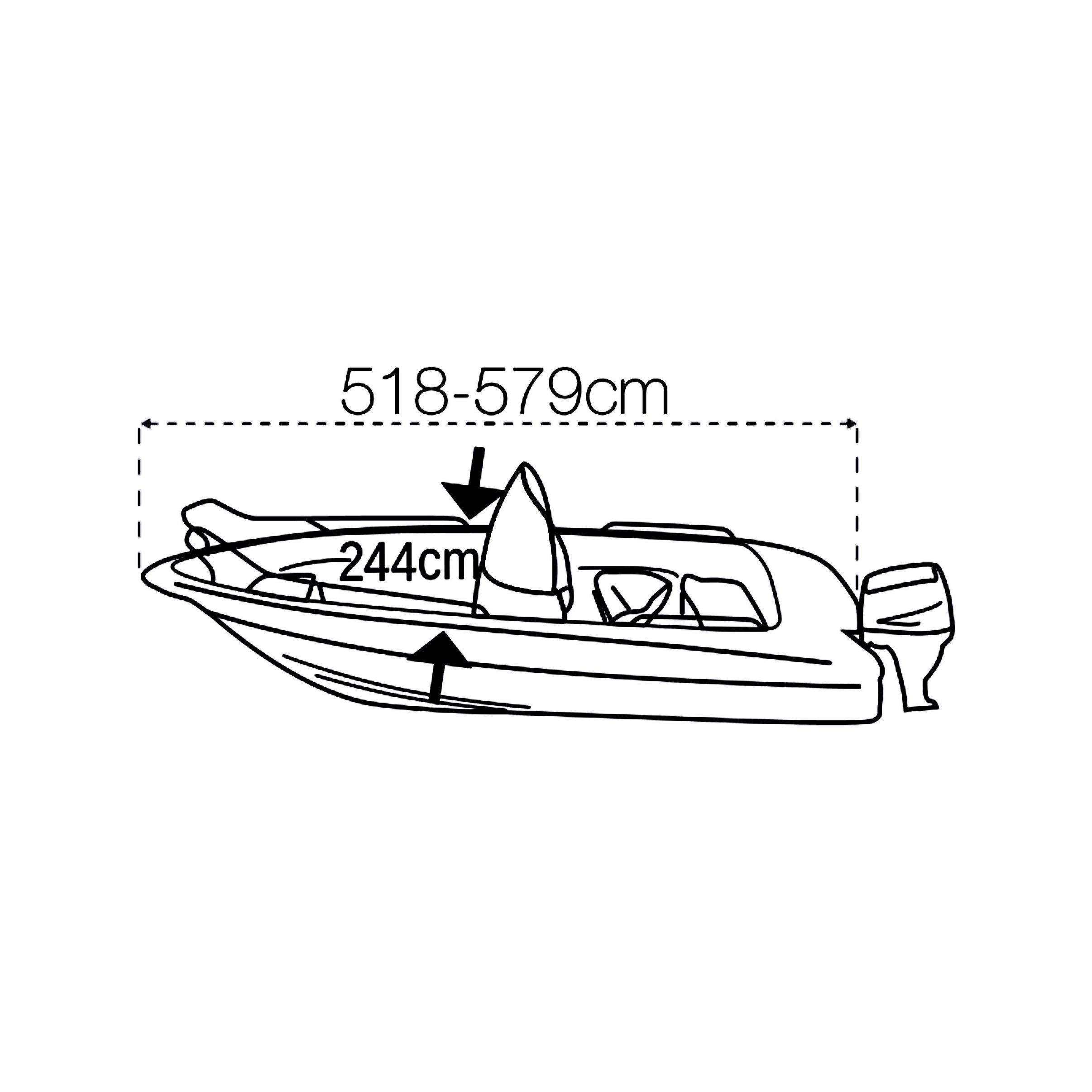 Boothoes - bootlengte 518-579 cm, bootbreedte 244 cm, zilvergrijs