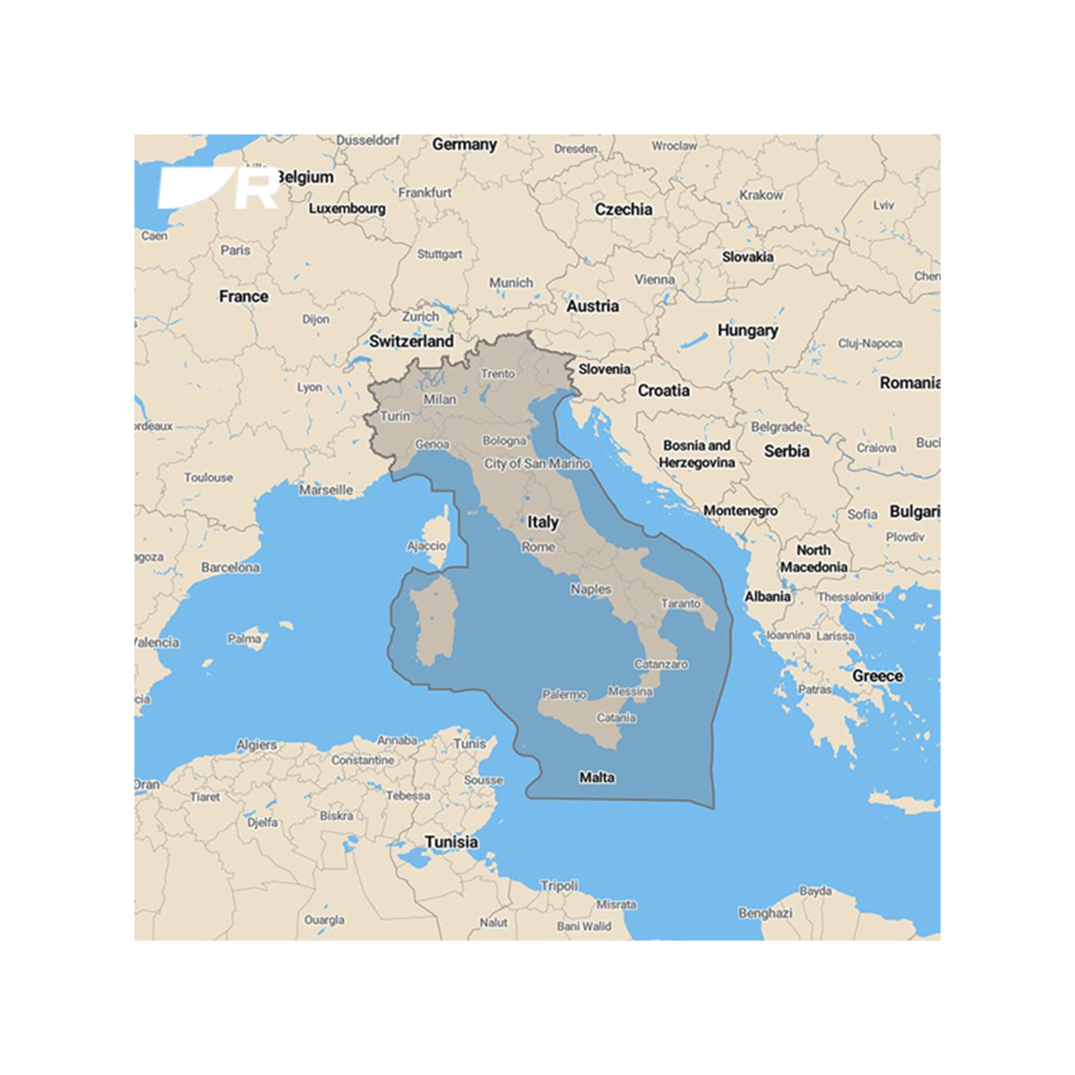 Raymarine Lighthouse zeekaart Italië