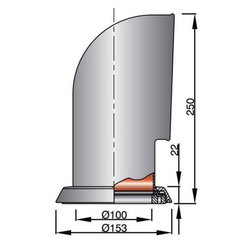 Vetus ventilatorkap TOM316WR, roestvrij staal, witte binnenkant