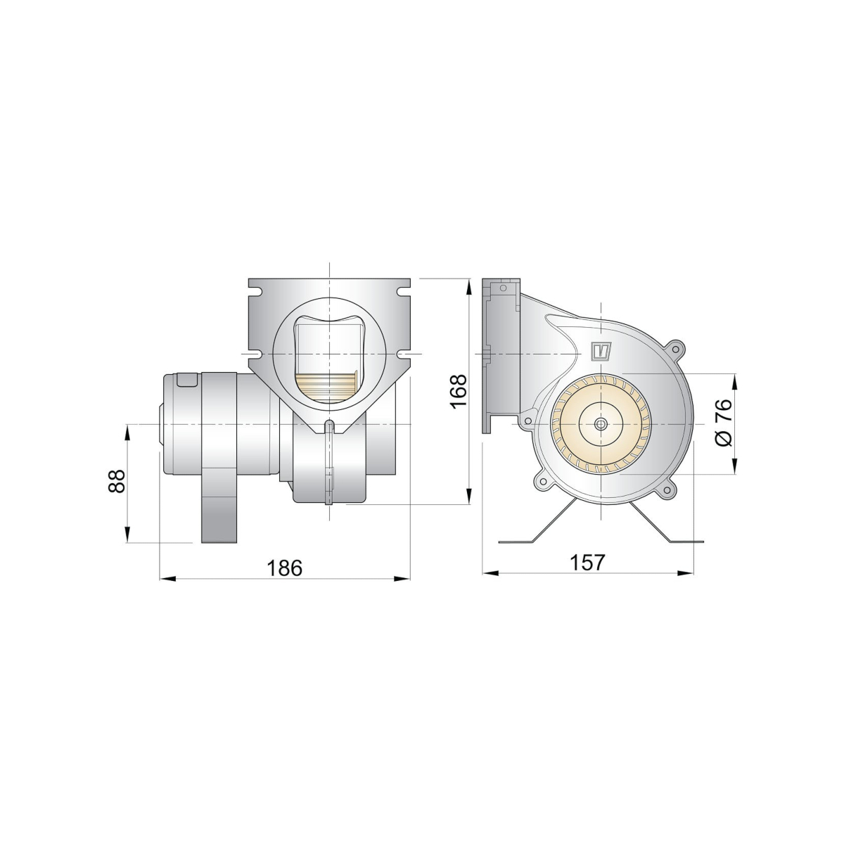 Vetus afzuigventilator VENT7612A, 24V, AD: 76mm