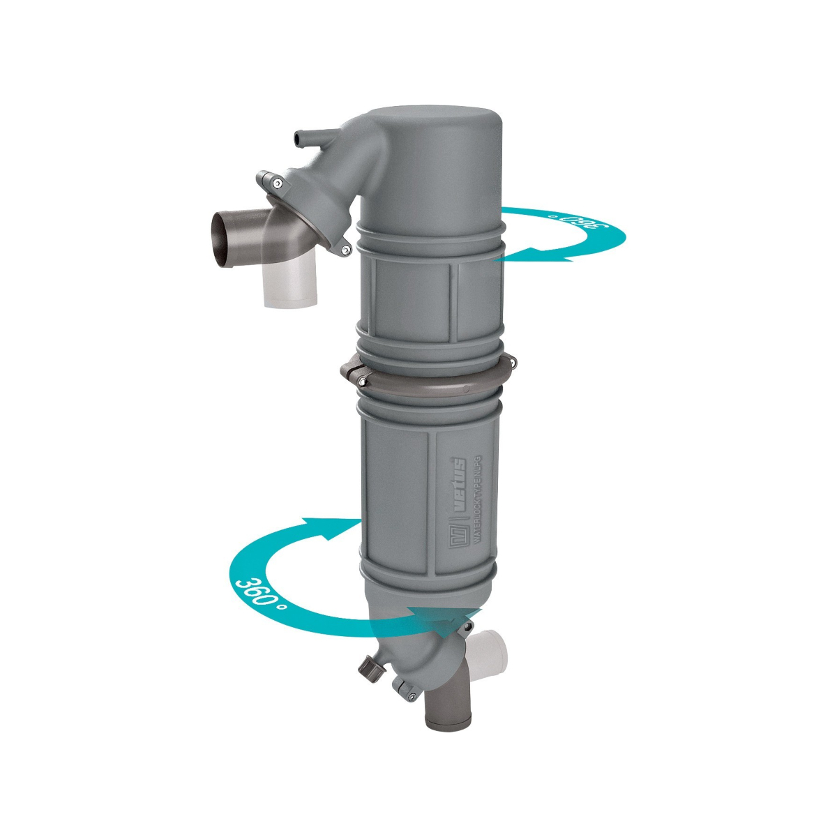 Vetus plastic zwanenhals / geluiddemper 40mm