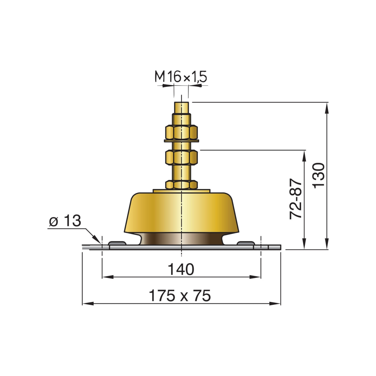 Vetus flexibele motorsteun type HY230 (55)