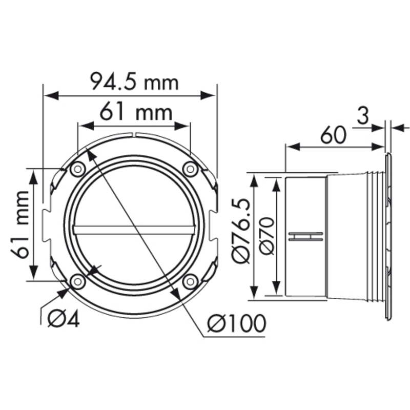 Plastimo aansluiting ventilatierooster