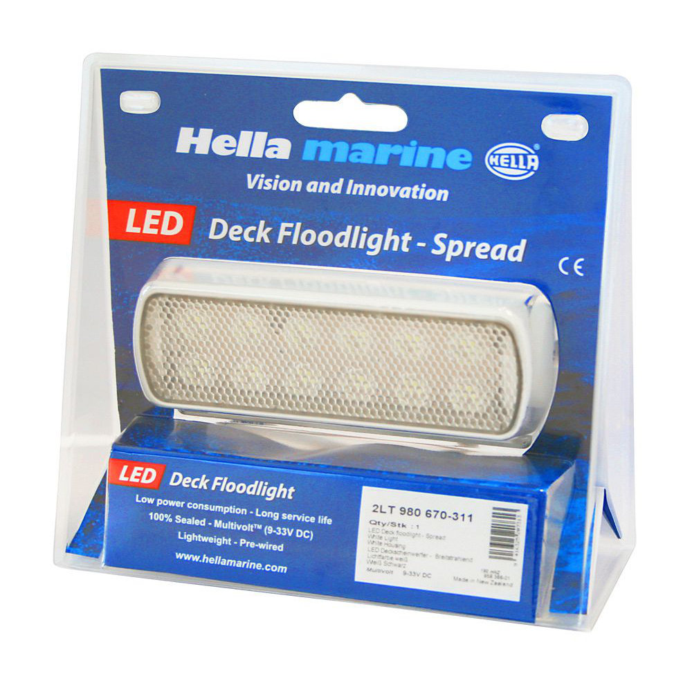Hella marine Serie 0670 Sea Hawk LED dekkschijnwerper - Opbouw, breedstralend, behuizing wit