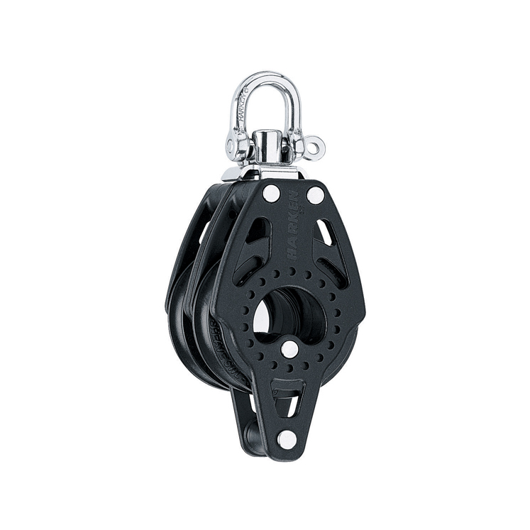 Harken 75mm Carbo Block - dubbelschijfs blok met wartel en hondsvot