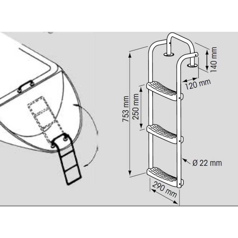 Plastimo achter- of platformladder, 4 treden