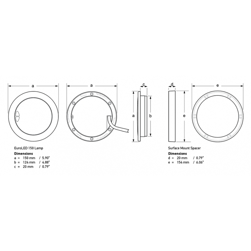Hella EuroLED 150 LED plafondlicht warm wit/ rood, SS