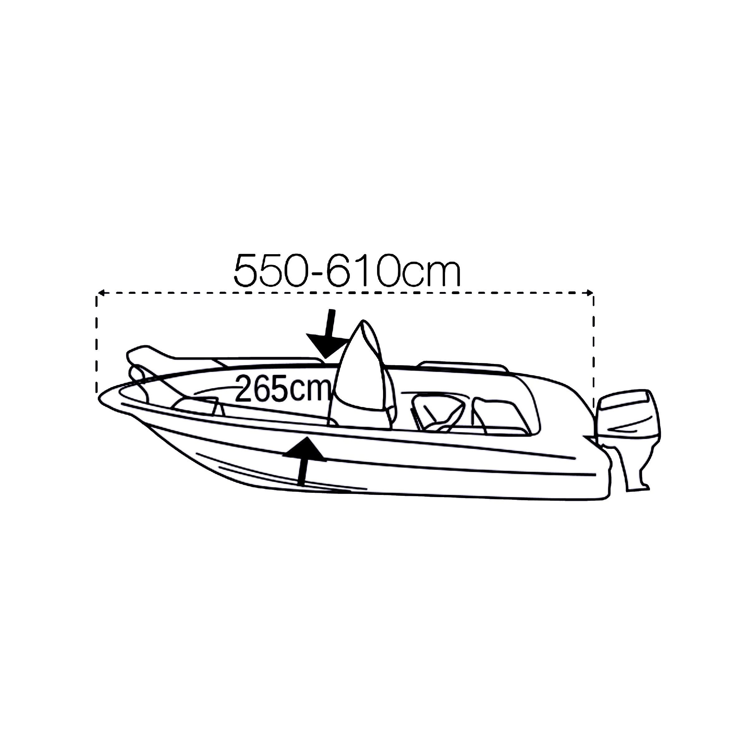 Boothoes - bootlengte 550-610 cm, bootbreedte 265 cm, zilvergrijs