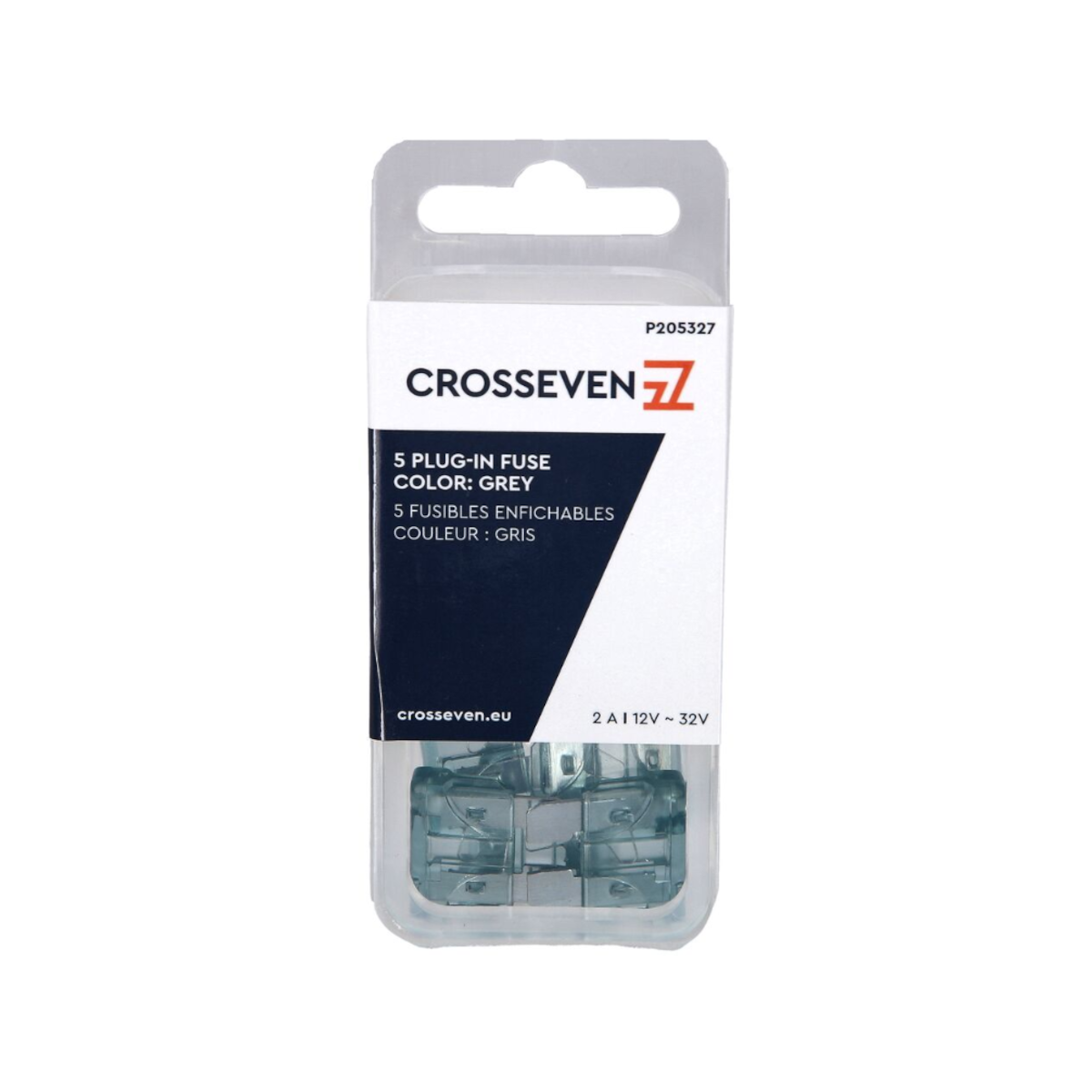 Crosseven insteekzekering 2 A - grijs 5 stuks