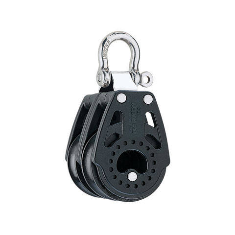 Harken 40mm Carbo Block - dubbelschijfs blok met sluiting, 90° beweegbaar