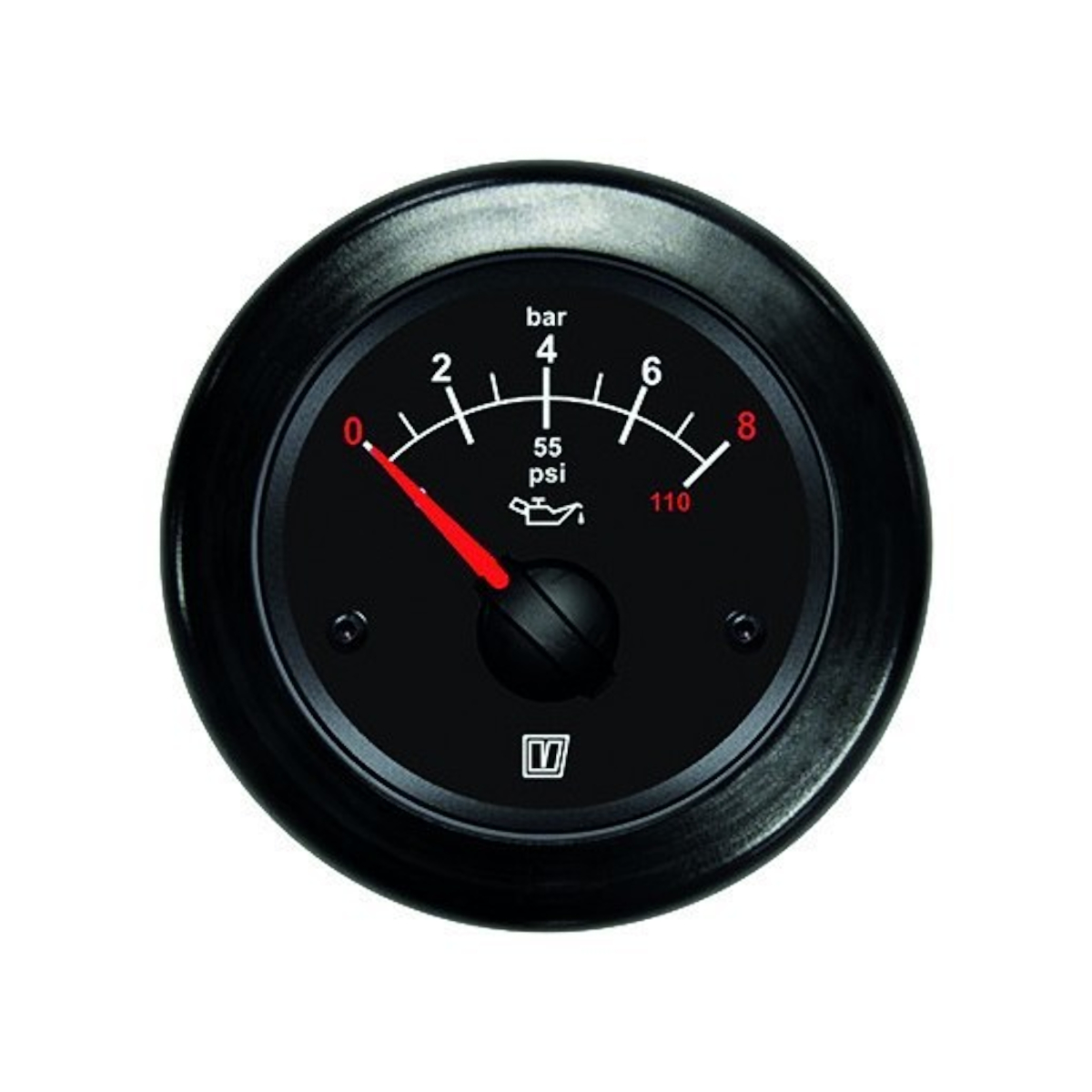 Vetus oliedrukmeter, zwart, 12/24 volt
