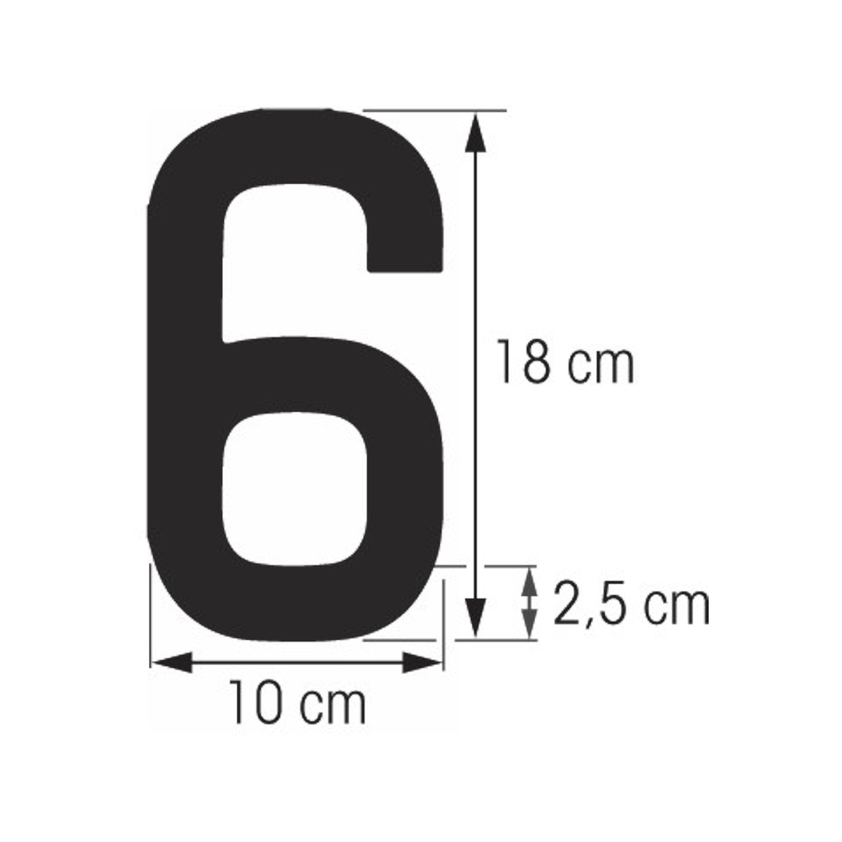 Plastimo Nummer 6, 18 cm, Zwart