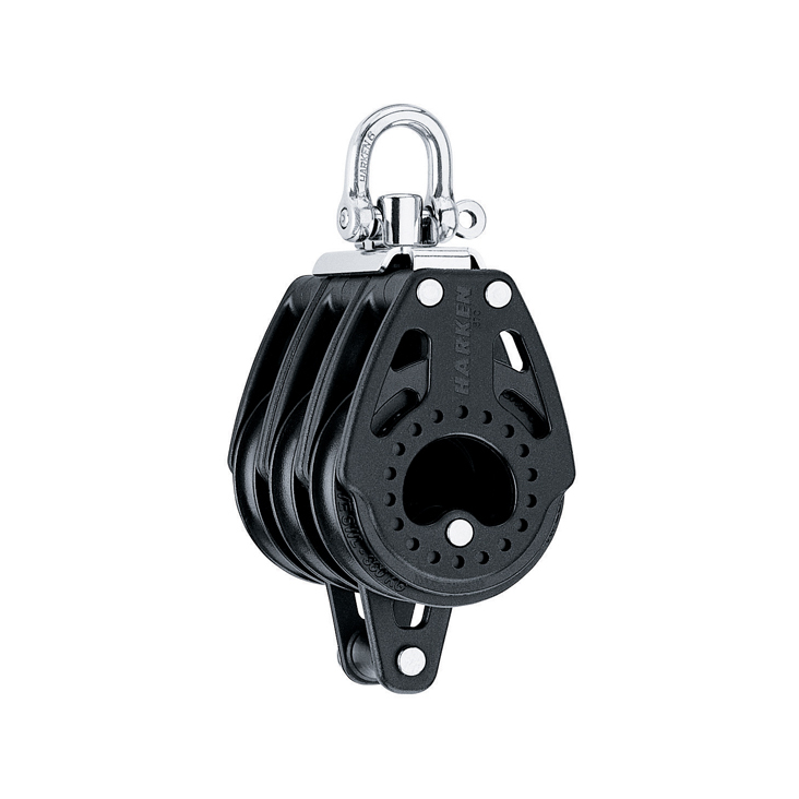 Harken 75mm Carbo Block - drieschijfs blok met wartel en hondsvot