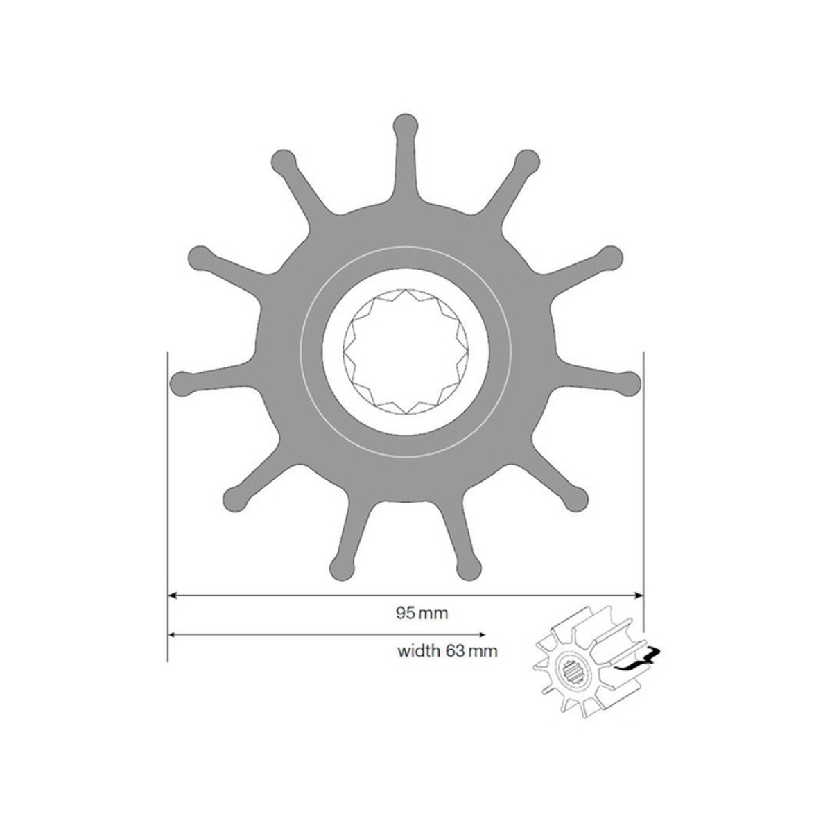 Johnson Impeller voor F8 pomp, Nitril