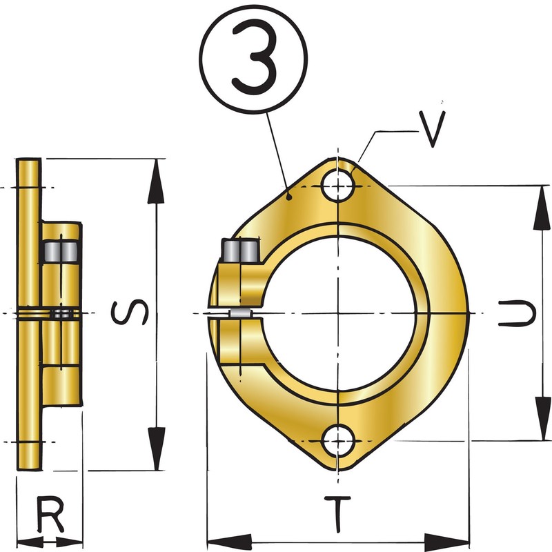 Vetus montageflens voor sterntube, Ø 45mm