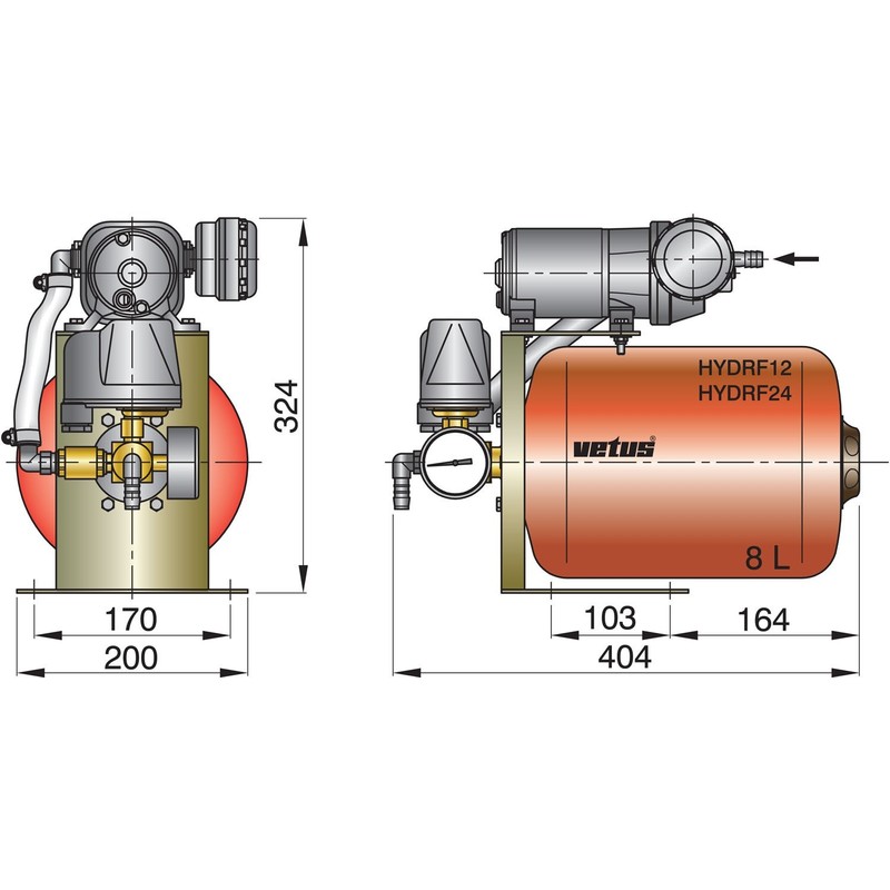 Vetus waterdruksysteem 24V 8-Ltr.