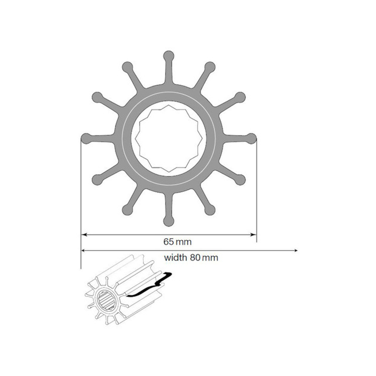 Johnson Impeller voor F75 pomp, MC97/EPDM
