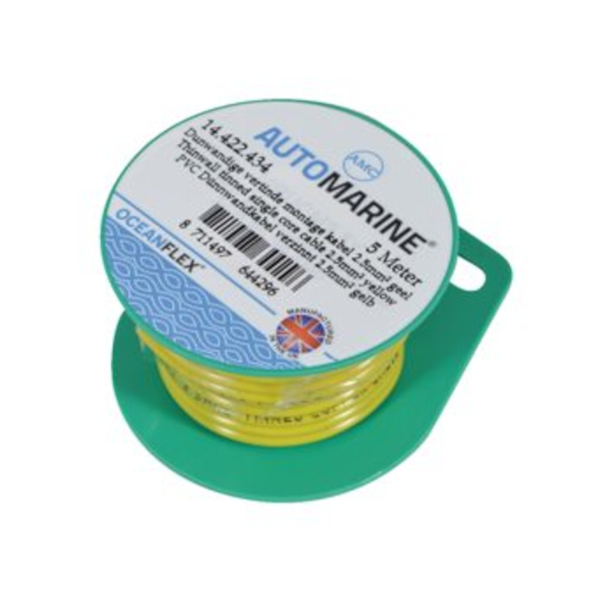 Talamex PVC dunwandige kabel vertind 1x2,5mm² geel (5m)