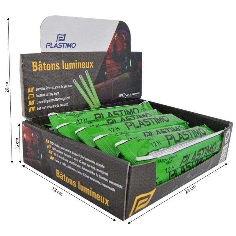 Plastimo Display 24 Sticks Cyalume Groen