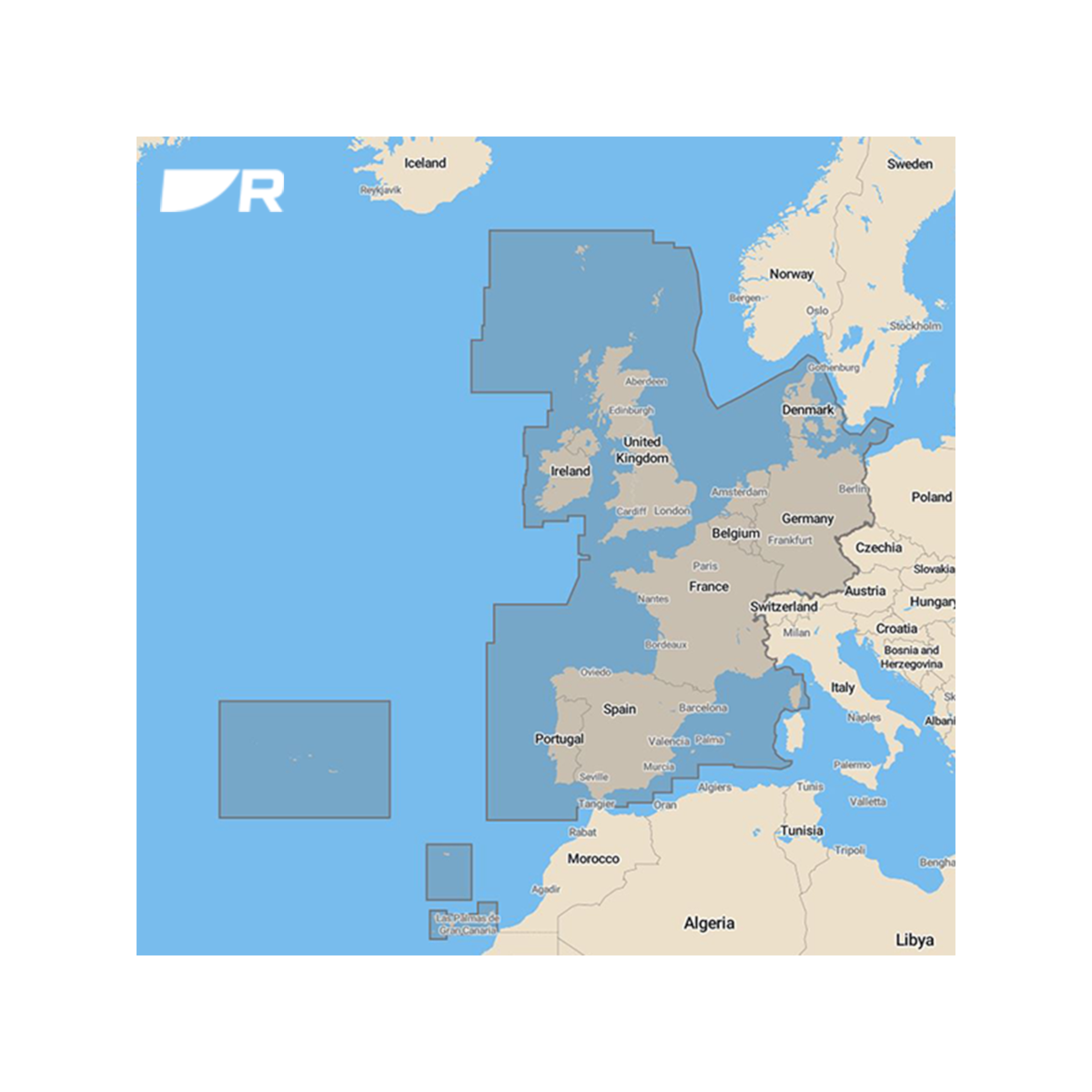 Raymarine Lighthouse zeekaart West-Europa