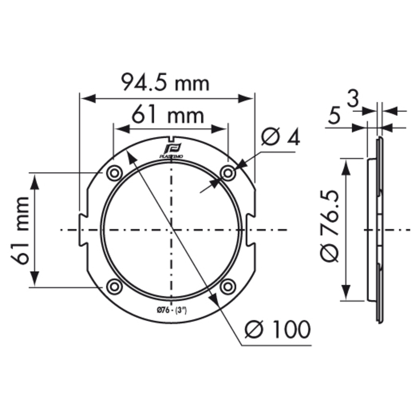 Plastimo 'flens 5mm 3''