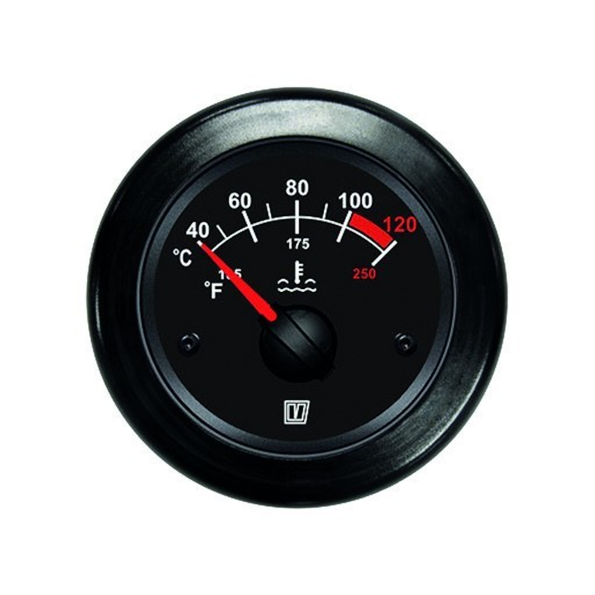 Vetus temperatuurmeter, zwart, 12/24 volt