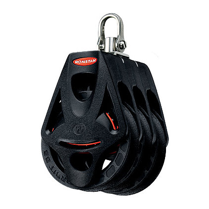 Ronstan Orbit Block Serie 55 BB - drieschijfs blok met wartel en hondsvot