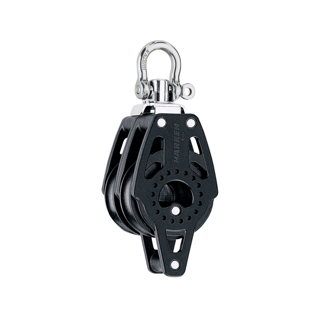Harken 40mm Carbo Block - dubbelschijfs blok met wartel en hondsvot