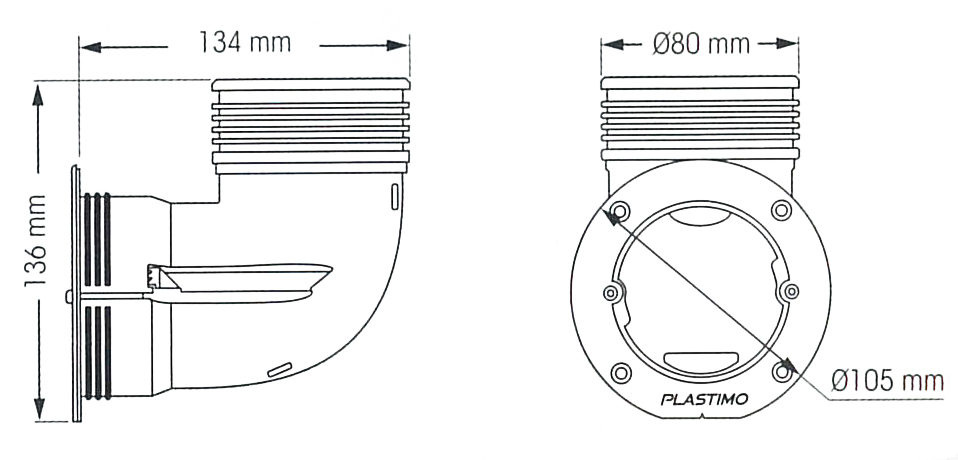 Plastimo Haakse Aansluiting Mm 80