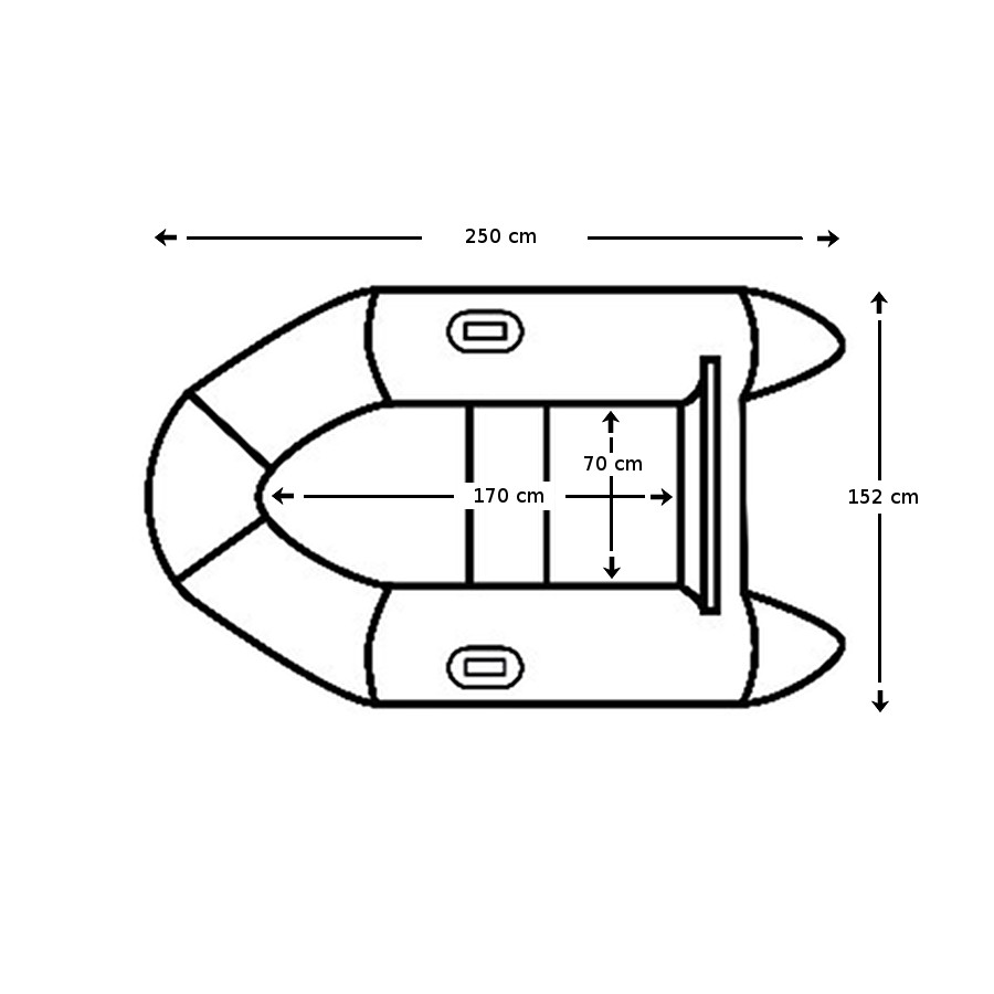 Talamex Aqualine QLA250 opblaasbare rubberboot met opblaasbare bodem, lengte 2,50m, lengte 2,50m, grijs