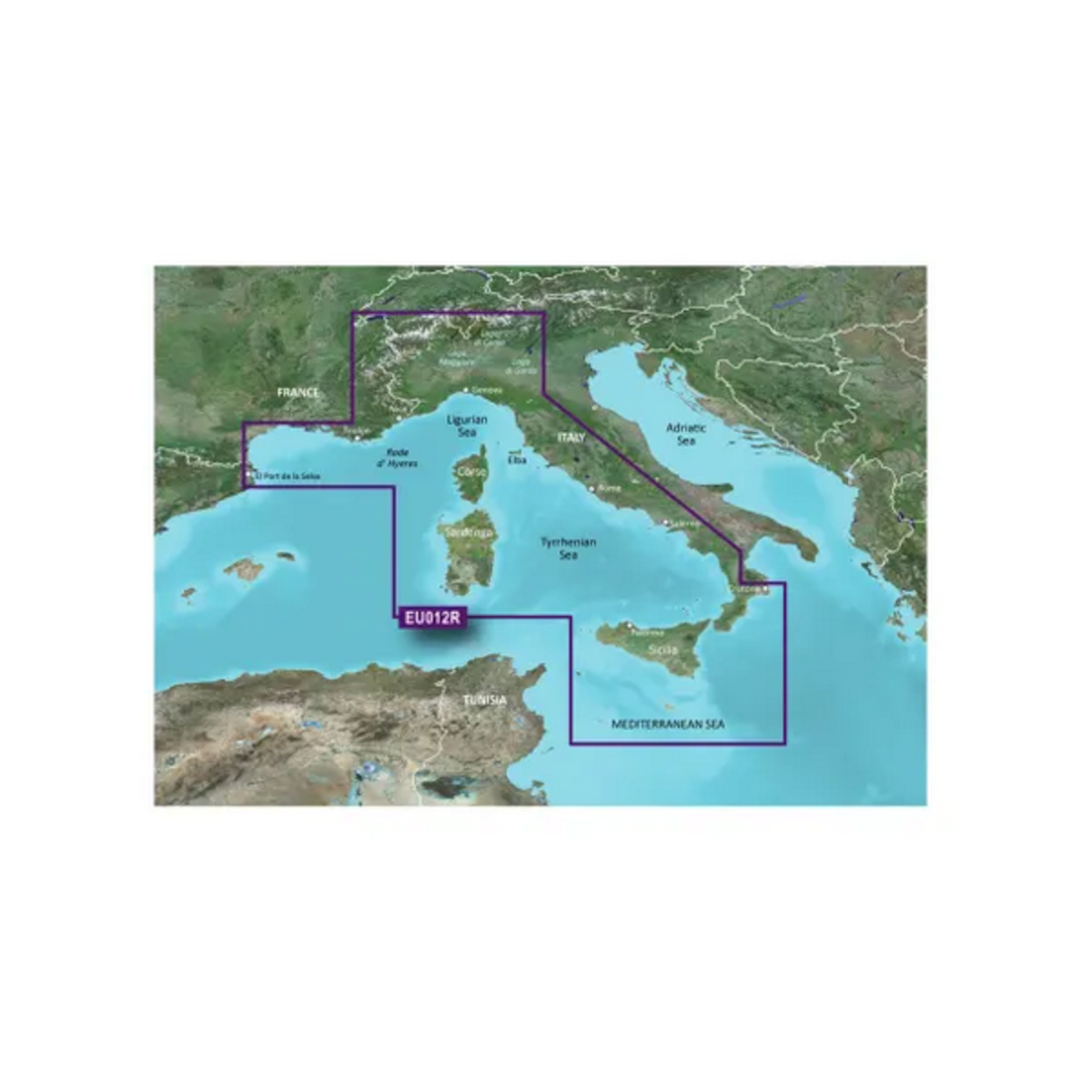 Garmin VEU012R zeekaart Middellandse Zee, Italiaanse westkust