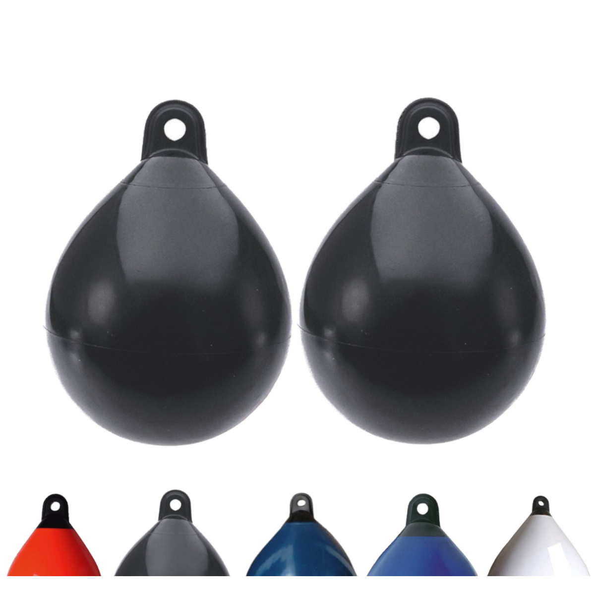 Set van 2 Majoni bolvormige stootkussens, diameter 55 cm, zwart