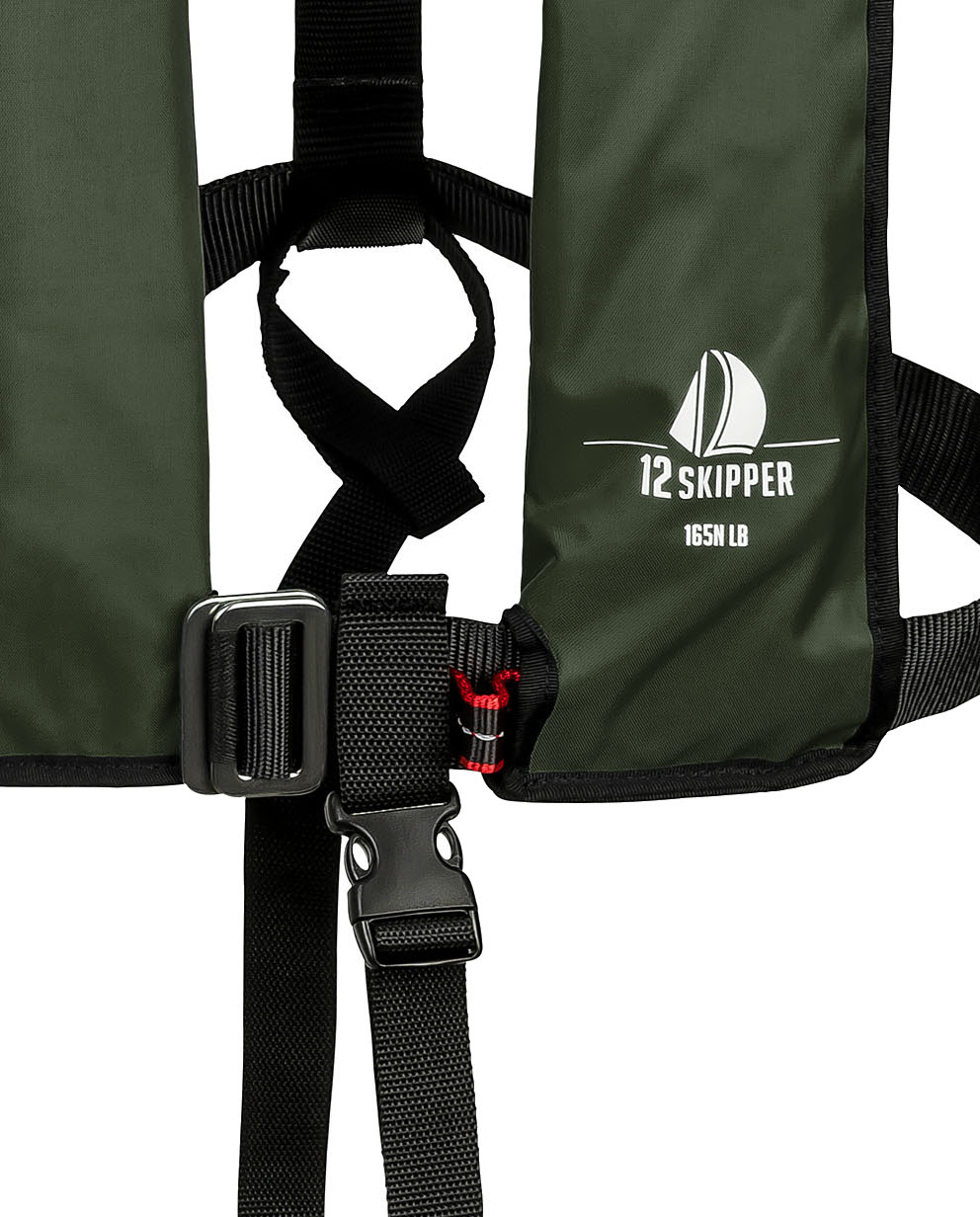 12skipper automatisch reddingsvest 165N met harnas, olijfgroen