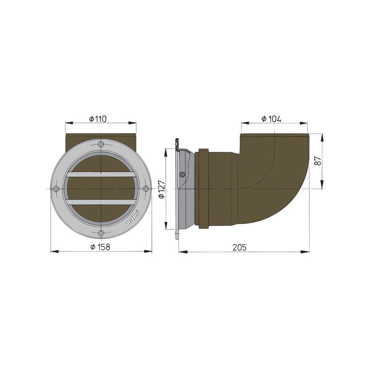 Vetus ventilatierooster ERV110A, rond