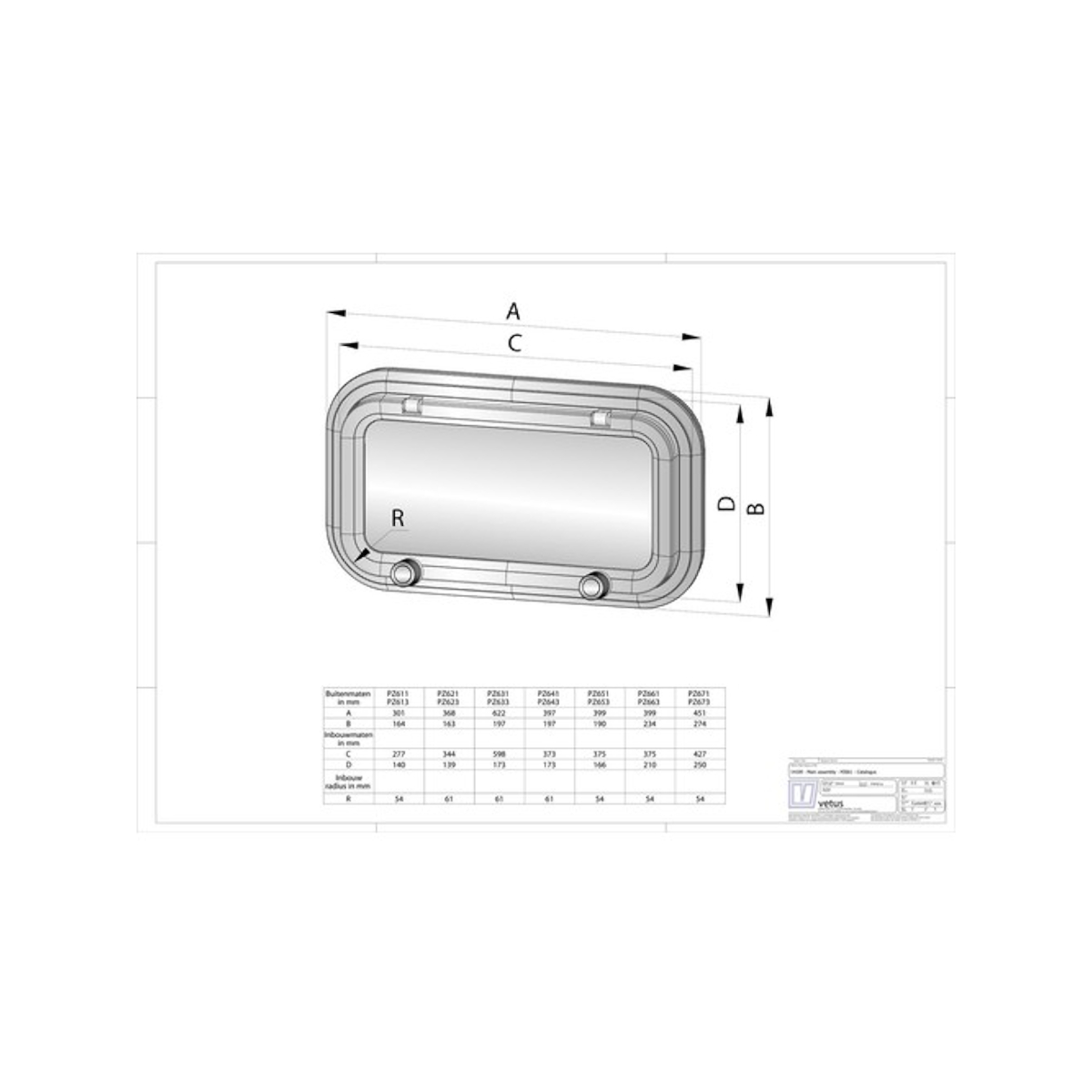 Vetus Patrijspoort PZ651, Aluminium, Categorie A1